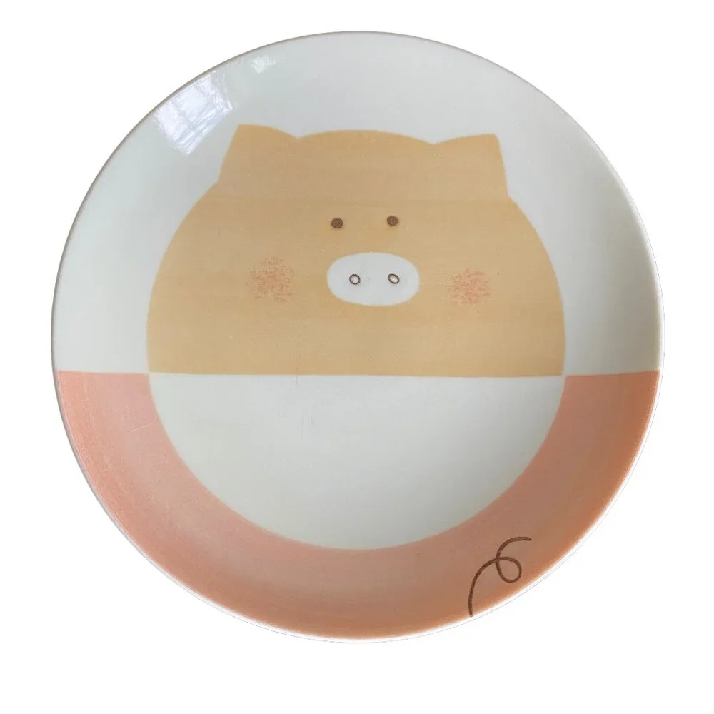 Ceramic Pig Cat Graphic Plates Cat food dishes Plates Whimsical